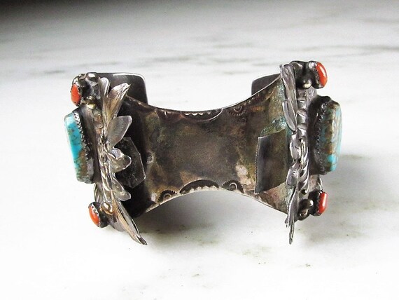 Antique Navajo Old Pawn Watch Cuff Bracelet w/ Tu… - image 8