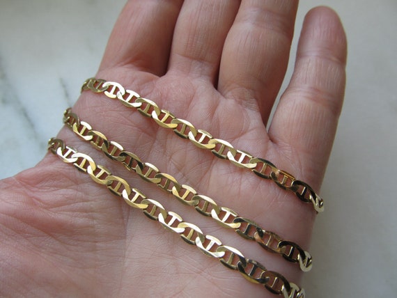Vintage 10K Solid Yellow Gold Mariner Cable Chain… - image 6