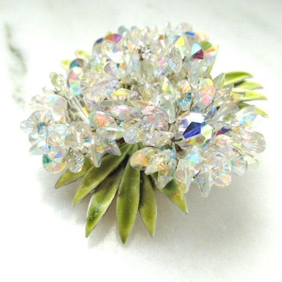 Vintage Vendome AB Crystal Flower Cluster Brooch … - image 3