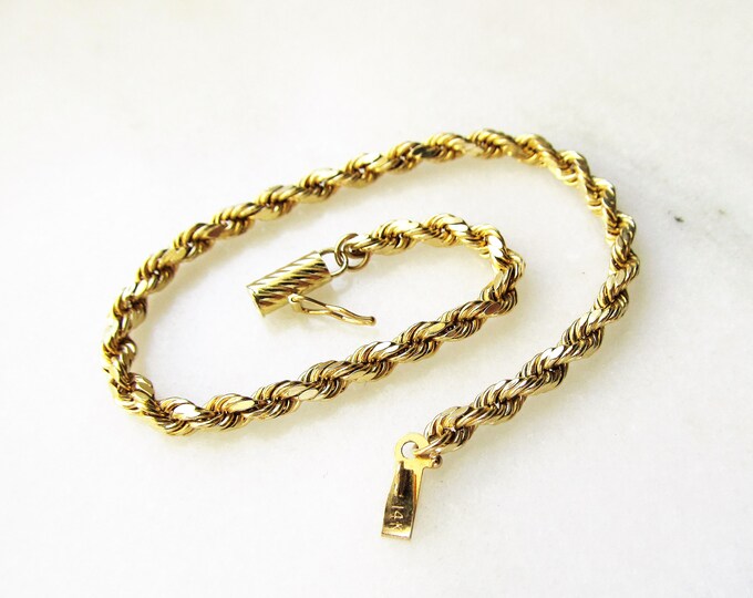 Mens 14K Yellow Gold Rope Twist Bracelet Etsy