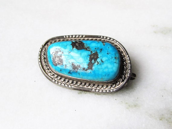 Morenci Spiderweb Turquoise Heavy Sterling Silver… - image 4