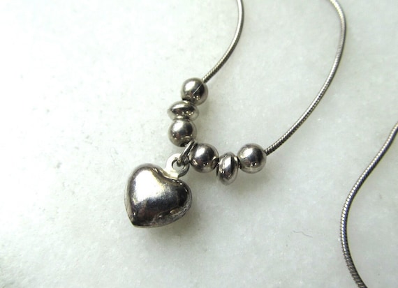 Vintage Italy Sterling Silver Puffy Heart Bead Pe… - image 2