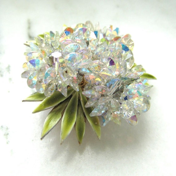 Vintage Vendome AB Crystal Flower Cluster Brooch … - image 7