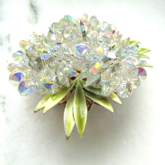 Vintage Vendome AB Crystal Flower Cluster Brooch … - image 5