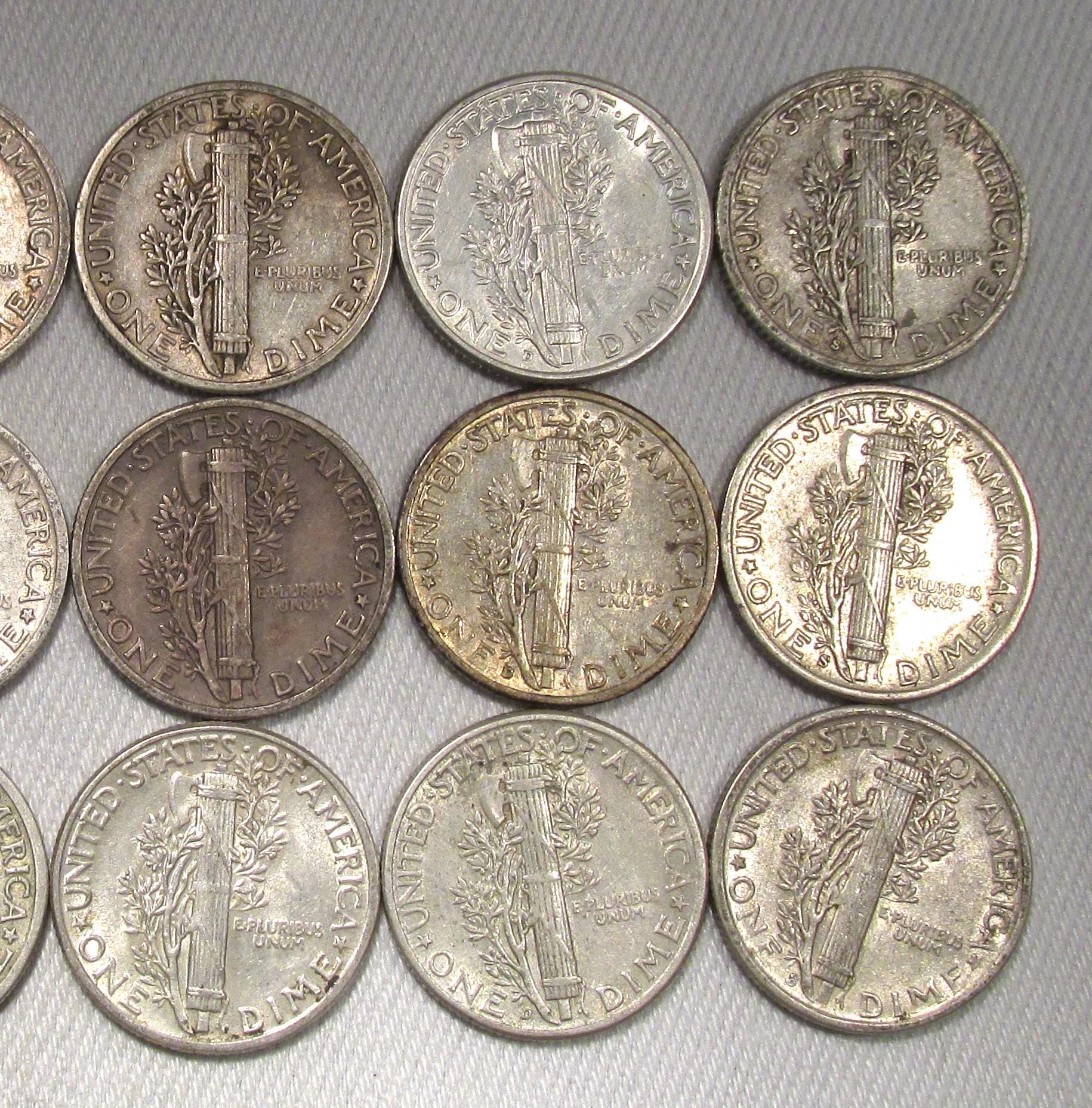 1940 P D S Thru 1945 P D S Silver Mercury Dime Lot 18 Coin Run AQ357 Etsy