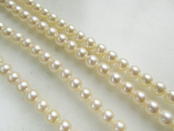 Vintage 14K White Pearl Double Strand Necklace ET… - image 3