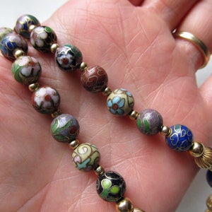 Vintage 14K Yellow Gold Cloisonne Beaded Necklace ETC7016 image 9