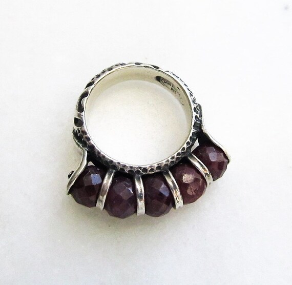 Vintage Genuine Ruby Faceted Bead Sterling Silver… - image 9