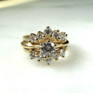 Vintage 14K Womens Diamond Bridal Ring Set Sz 5 1/2 Signed D.K. ETC8045