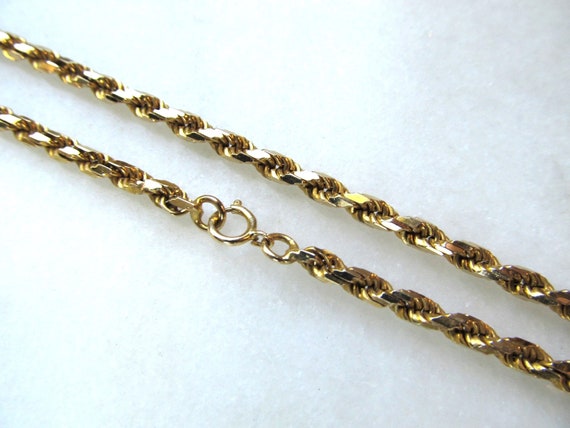Vintage Heavy Solid 14K Yellow Gold Rope Chain Ne… - image 4