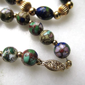 Vintage 14K Yellow Gold Cloisonne Beaded Necklace ETC7016 image 3