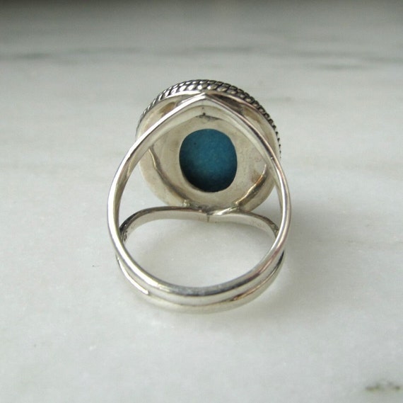Vintage Navajo Sterling Silver Turquoise Ring Sig… - image 3