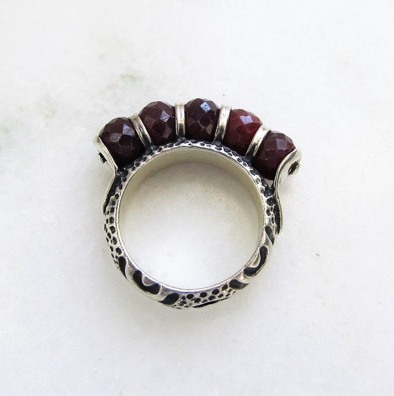 Vintage Genuine Ruby Faceted Bead Sterling Silver… - image 8