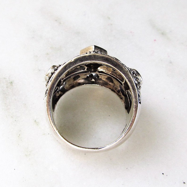 Vintage Sterling Silver .925 Peridot Filigree Ring Signed ETC5296