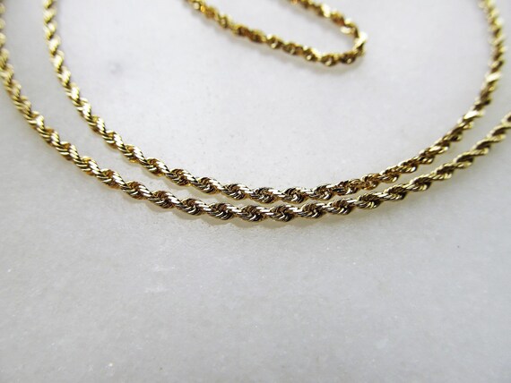 Vintage 14K Yellow Gold 1.8mm Rope Chain Necklace… - image 3