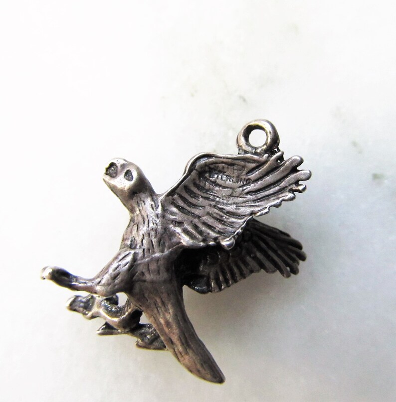 Vintage Sterling Silver Flying Eagle w Lightning Bolt Charm ETC1428