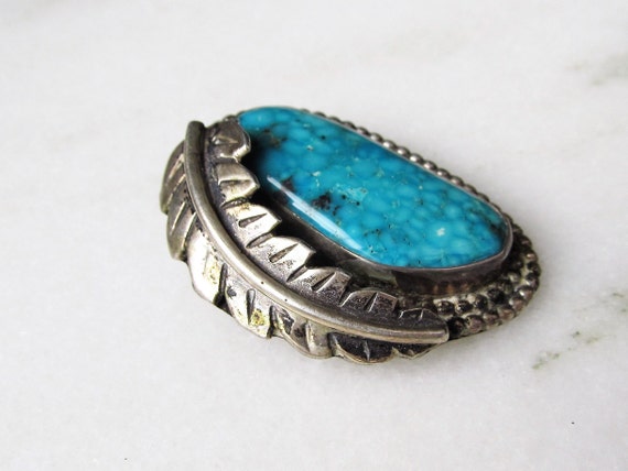 Navajo Large Spiderweb Turquoise & Sterling Silve… - image 3