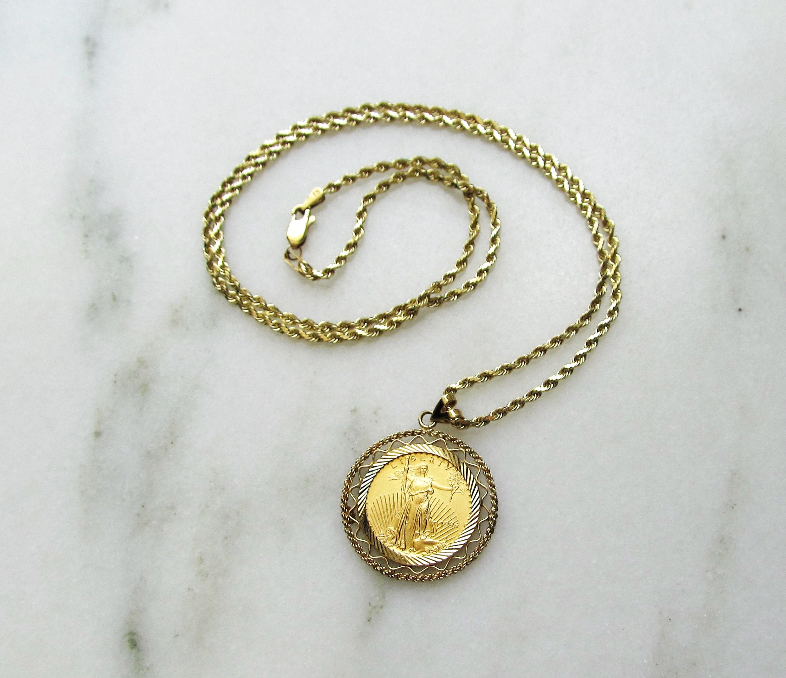 Gold Eagle Coin Pendant 2025