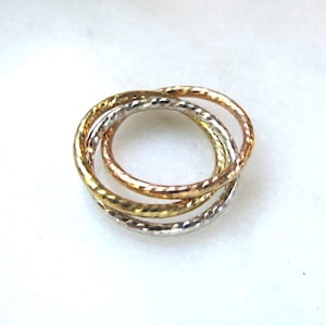 Vintage 18K OTC Italy Tricolor Trinity Rolling Bands Ring ETC8421