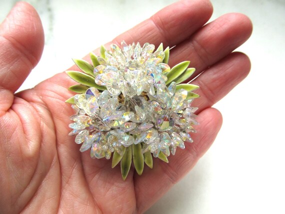 Vintage Vendome AB Crystal Flower Cluster Brooch … - image 9