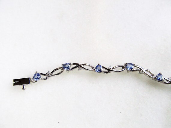 Vintage 14K White Gold Diamond Tanzanite Ladies T… - image 4