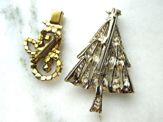 Vintage Rhinestone Christmas Brooches & Pin Snowm… - image 7