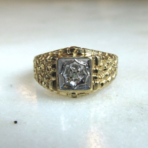 18ct Gold and Diamond Gents Single Stone Ring, Size 9 S - Etsy