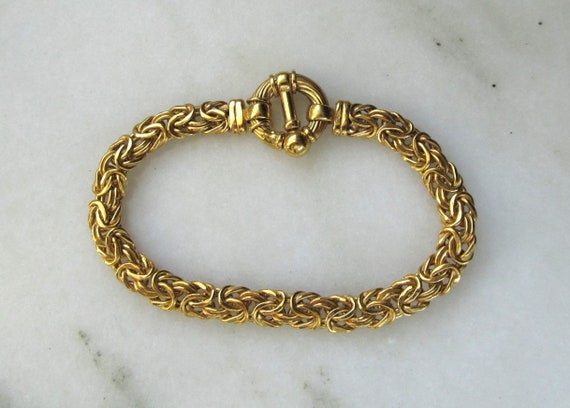 Vintage Byzantine 14K Yellow Gold Italy 7 7/8" Lo… - image 1