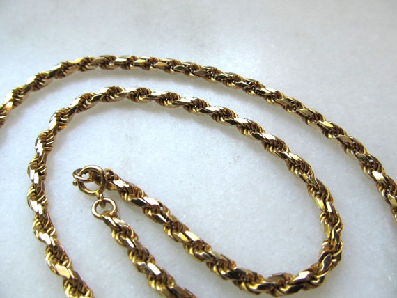 Vintage Heavy Solid 14K Yellow Gold Rope Chain Ne… - image 7