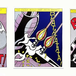 Roy Lichtenstein, abrió fuego. Tríptico - Cartel Original Serigrafía