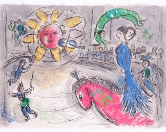 MARC CHAGALL, lithographie originale en couleurs, Mourlot 1979.