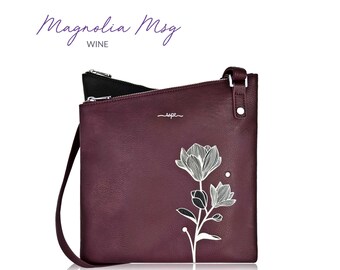 ESPE Magnolia Vegan Messenger Bag , Canadian-Designed Cruelty Free/ Faux Leather Gift for Her  Minimalist Design Office City Shoulder Bag