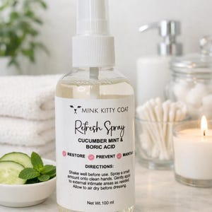 Feminine Refresh Spray | Cucumber Mint & Boric Acid | pH Balance Support | Daily Intimate Care |