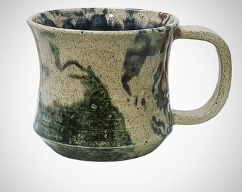 Handmade Ceramic Floating Face Mug Yasmina | Coffee Tea Chocolate | Wheelthrown Stoneware | screenprint transfer