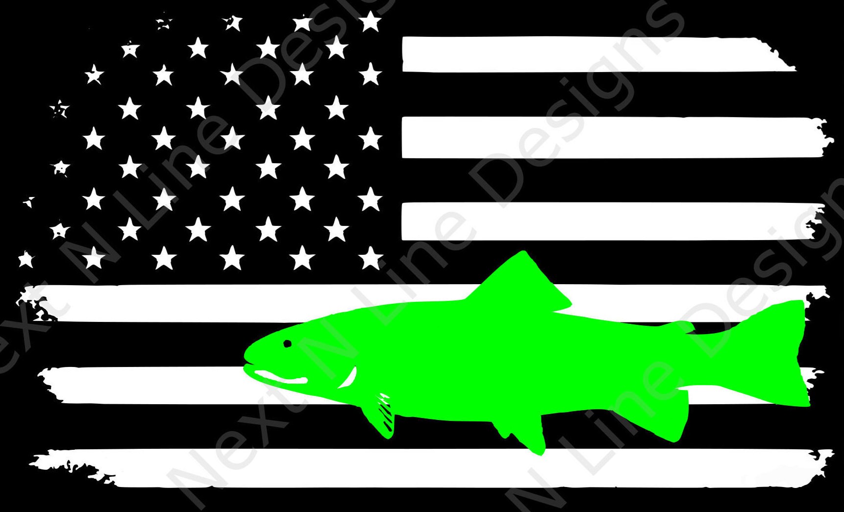 Fishing Trout Fly Fish American Flag America Window Etsy UK