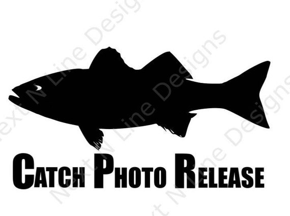 Rockfish Window Sticker Car Decal Catch Photo Release Striped Bass Fishing 