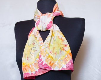 Valentines Day Gift,Silk Scarf, Hand Painted Silk Scarf, Batik scarf painted,Unique handmade gift, For her,OOAK, Mothers Day Gift