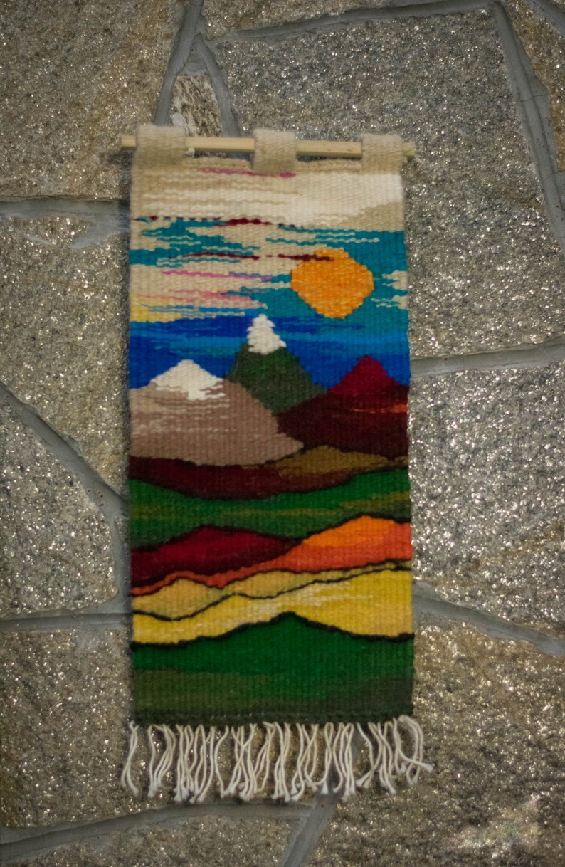 Hand Woven Wall Hanging Mountain Weaving Hanging Mothers Day Etsy