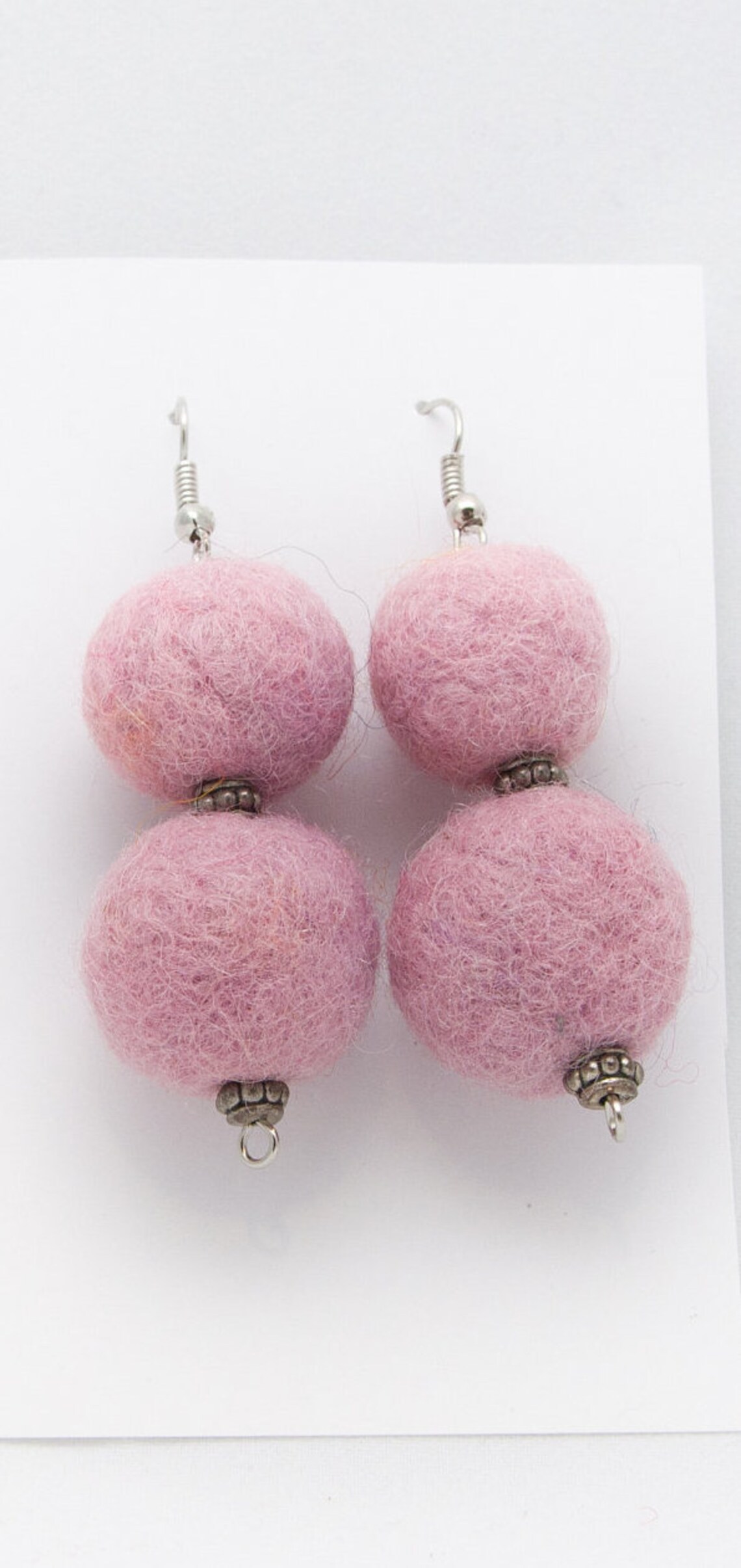 Felted Balls Earringsmother's Day Earrings Presentfelt Violet Balls