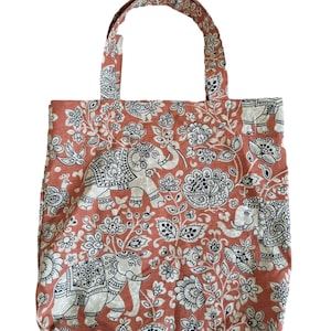 Orange Elephant Tote Bag | Cute Canvas Elephant Bag | Eco Friendly Tote | Gift for Elephant Lover | Boho Elephant Shopper Bag | Gift for her