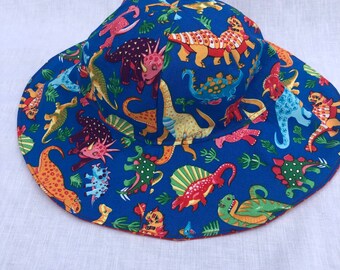 Children’s Sun Hat / Kids Hat / Dinosaur Hat / Summer Hat / Reversible Kids hat / 100% cotton / Babies and children 0-10 years / UK made