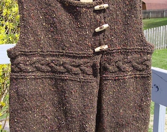 Off-Set Braided Cabled Vest pdf pattern only