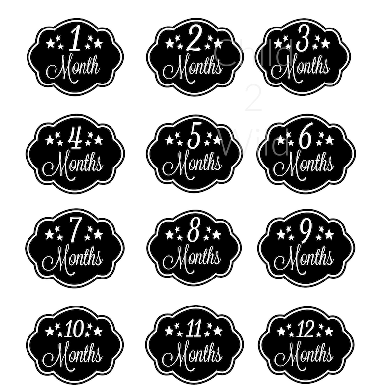 Download Baby Milestone SVG-Month Milestone Stickers-1 through 12 ...