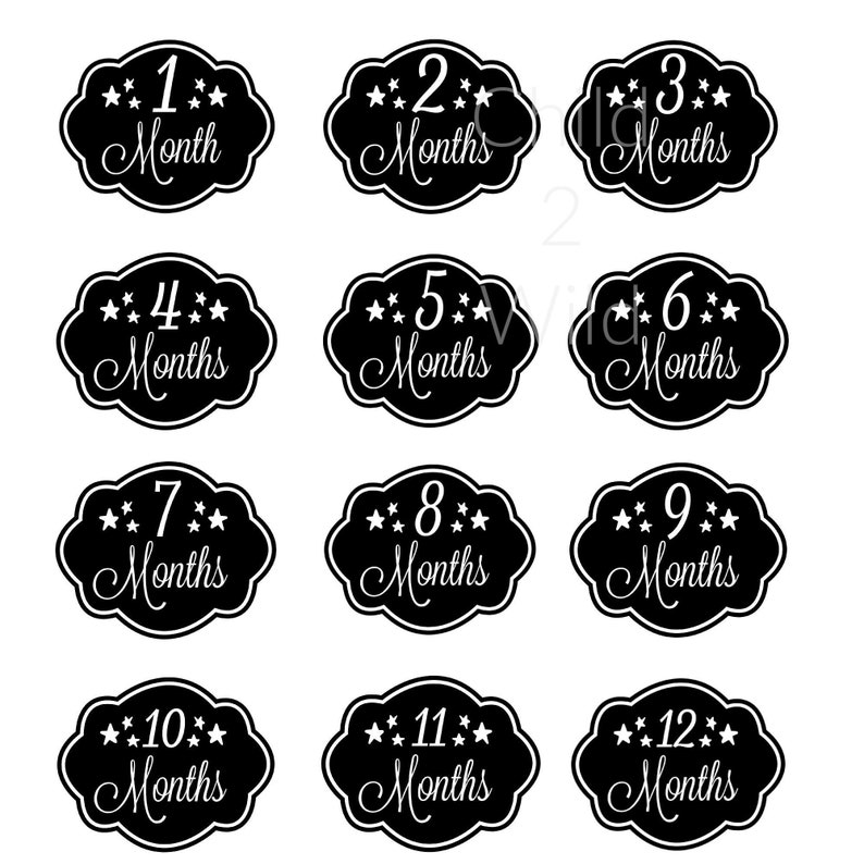 Download Baby Milestone SVG-Month Milestone Stickers-1 through 12 ...