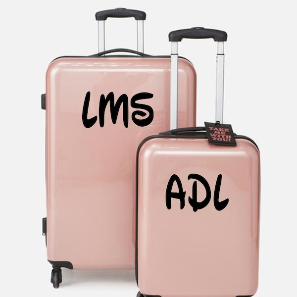 Personalised Suitcase Luggage Vinyl Sticker Kids Childrens Name Initial Decals PG125