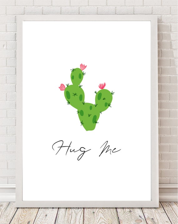 A4 Cactus Hug Me Poster Print PO290