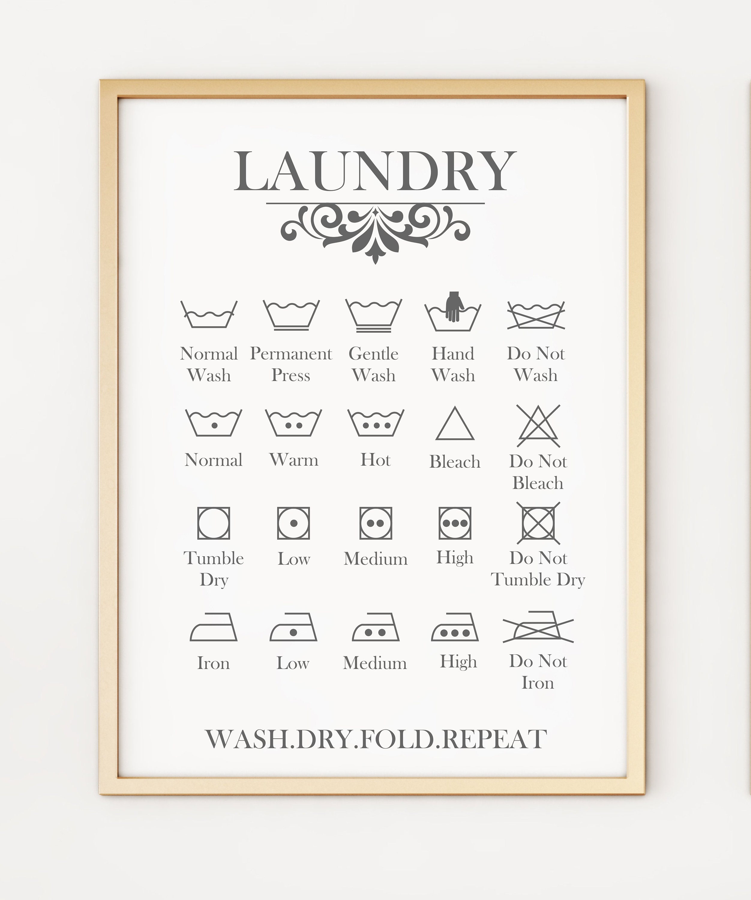 Laundry Wash Care Instructions Typography A4 Poster Print Etsy