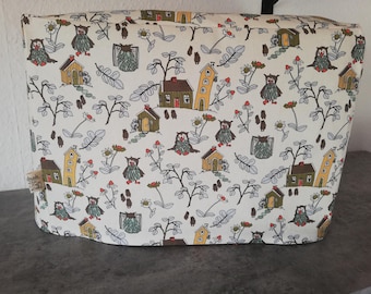 Capucha para máquina de coser, funda, funda antipolvo, funda, búhos, funda para máquina de coser, funda protectora, funda, hecha a mano, funda para máquina de coser