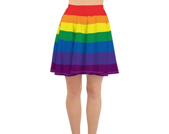 Rainbow Striped Skater Skirt