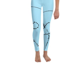 JUVENTUD Sally Leggings - Puntos azul claro y negro - Disfraz de Halloween para niños y adolescentes